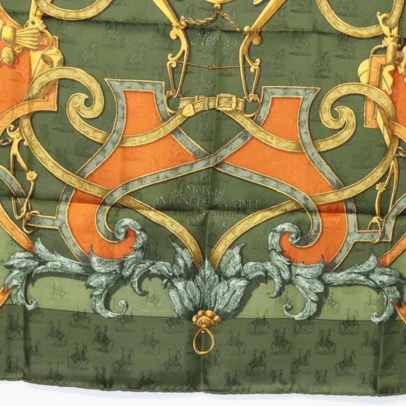 HERMES Carre 90 Scarf ""L'INSTRUCTION DU ROY"" Silk Green Auth - Picture 7 of 15